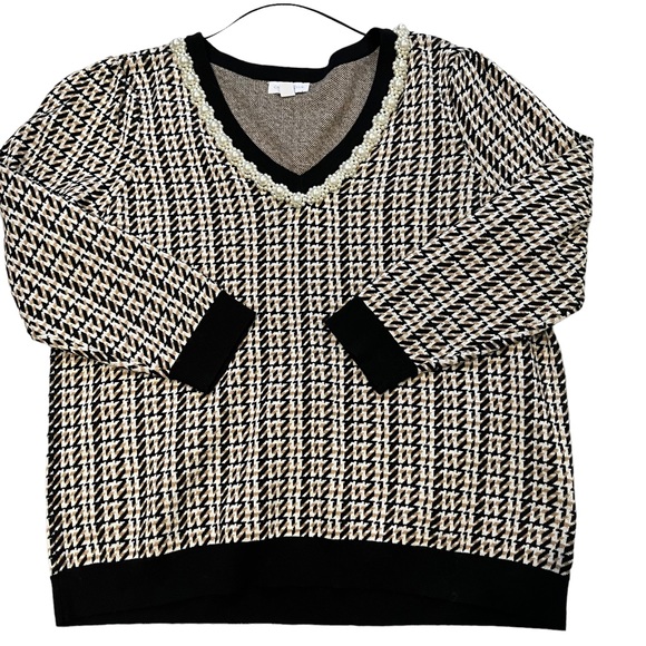 NWOT, Charter Club V-Neck Beaded Trim Sweater, Sz XXL - Picture 9 of 12